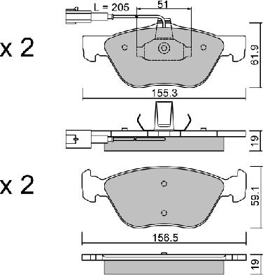 AISIN BPFI-1036 - Brake Pad Set, disc brake onlydrive.pro