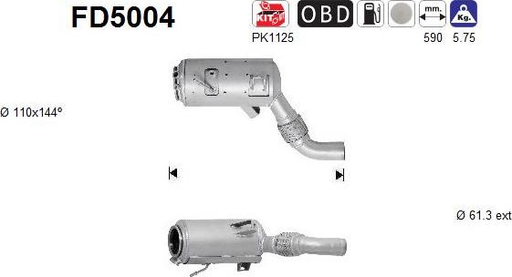 AS FD5004 - Suodžių / kietųjų dalelių filtras, išmetimo sistema onlydrive.pro