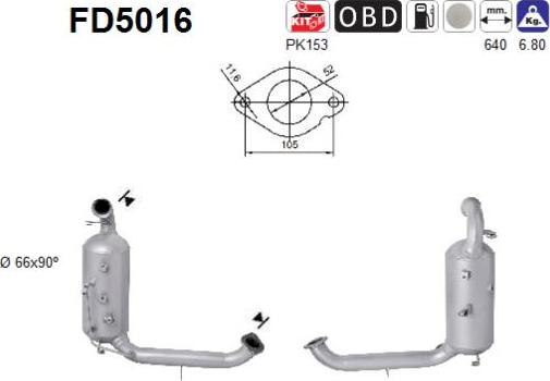 AS FD5016 - Soot / Particulate Filter, exhaust system onlydrive.pro