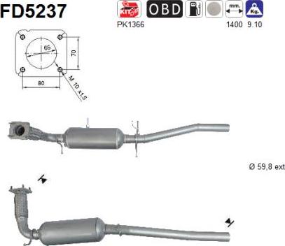 AS FD5237 - Soot / Particulate Filter, exhaust system onlydrive.pro