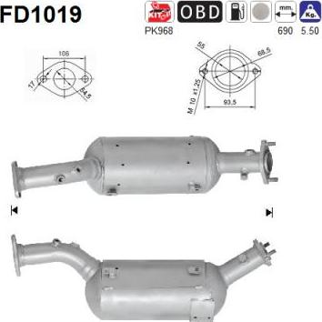 AS FD1019 - Soot / Particulate Filter, exhaust system onlydrive.pro