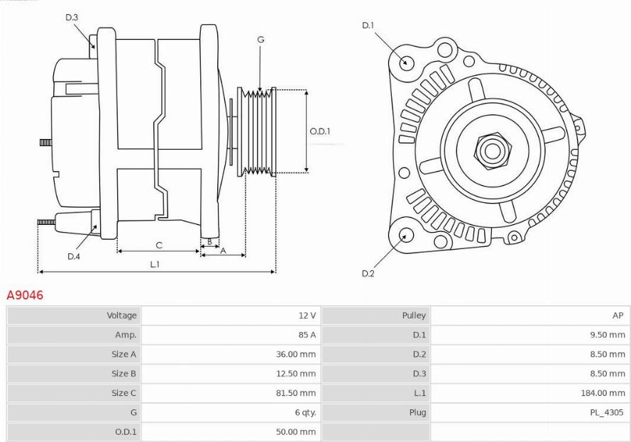 AS-PL A9046 - Alternator onlydrive.pro