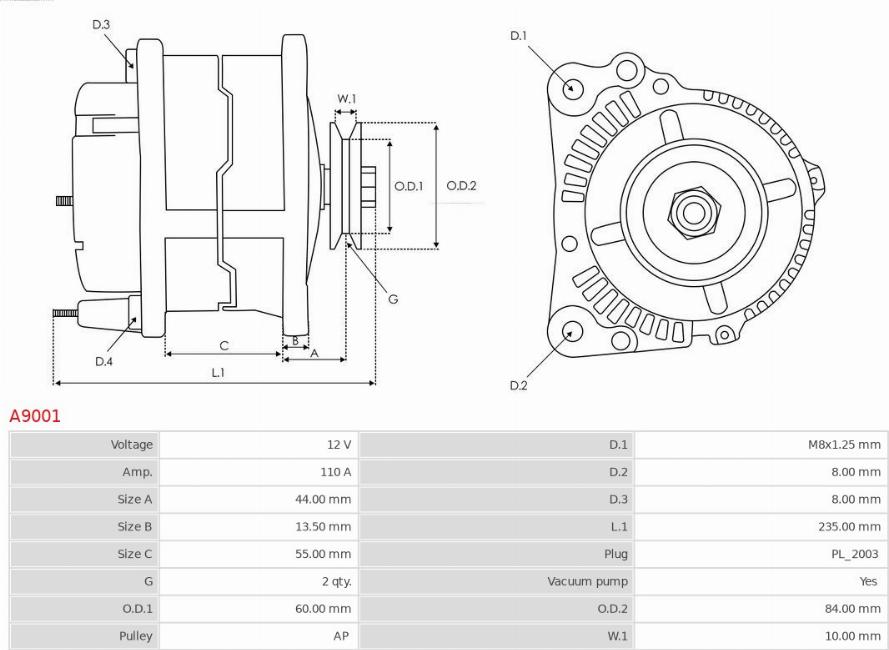 AS-PL A9001 - Alternator onlydrive.pro