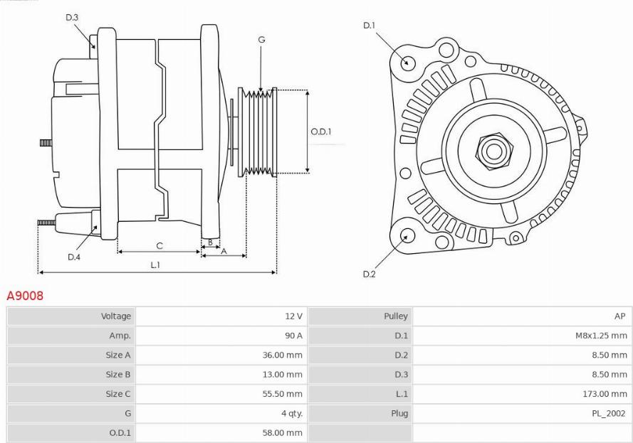 AS-PL A9008 - Alternator onlydrive.pro