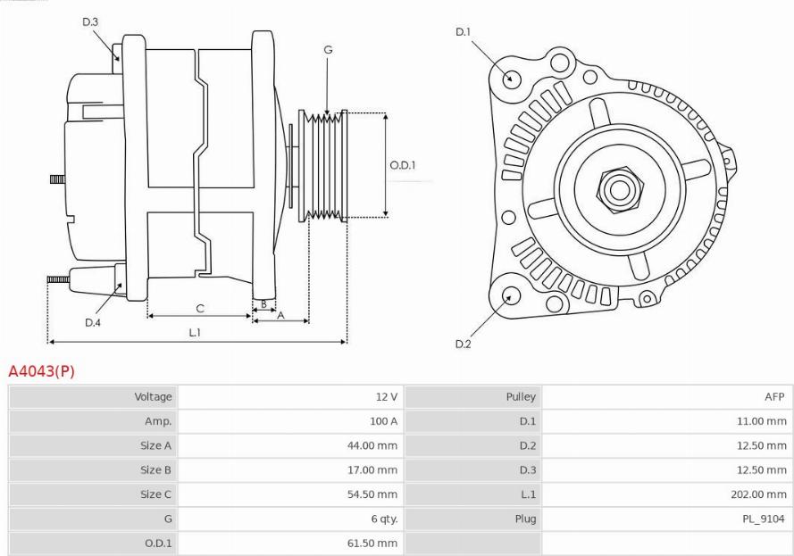 AS-PL A4043(P) - Alternator onlydrive.pro