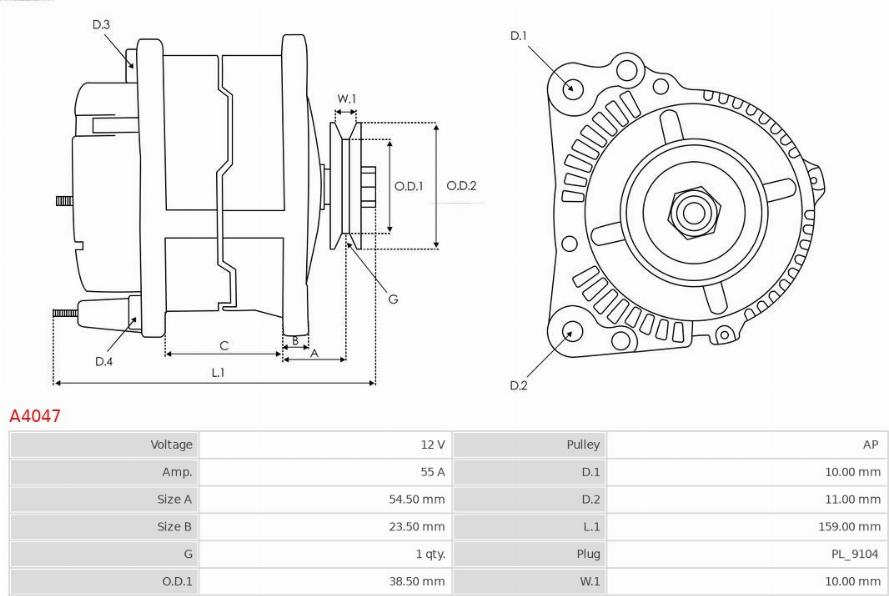 AS-PL A4047 - Alternator onlydrive.pro