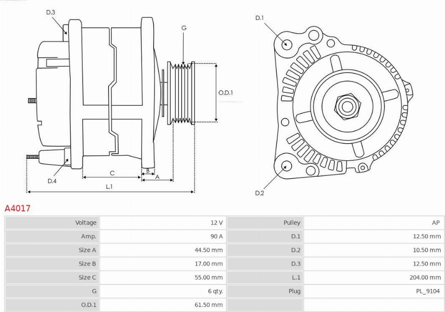 AS-PL A4017 - Alternator onlydrive.pro