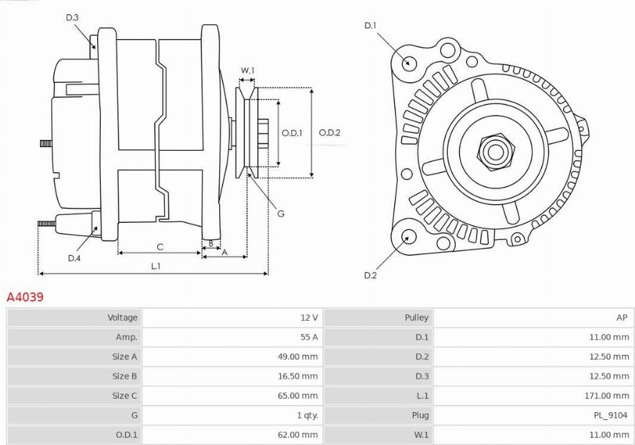 AS-PL A4039 - Alternator onlydrive.pro