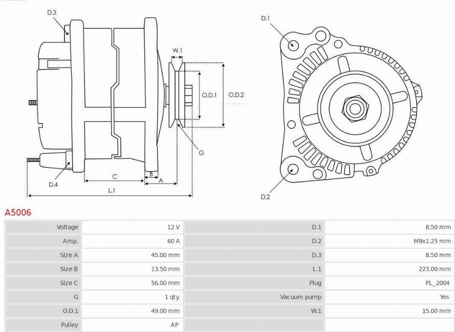 AS-PL A5006 - Alternator onlydrive.pro