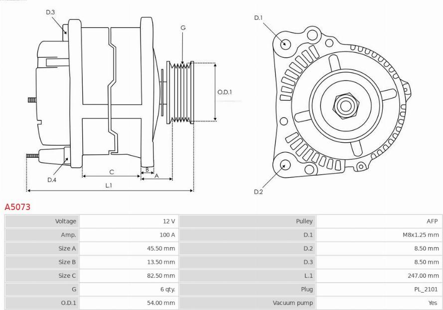 AS-PL A5073 - Alternator onlydrive.pro