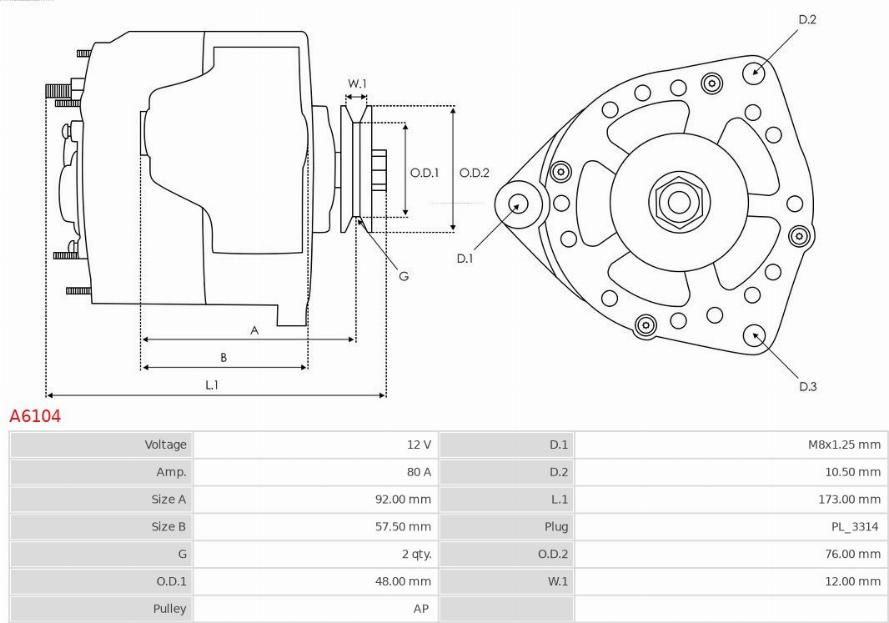 AS-PL A6104 - Alternator onlydrive.pro