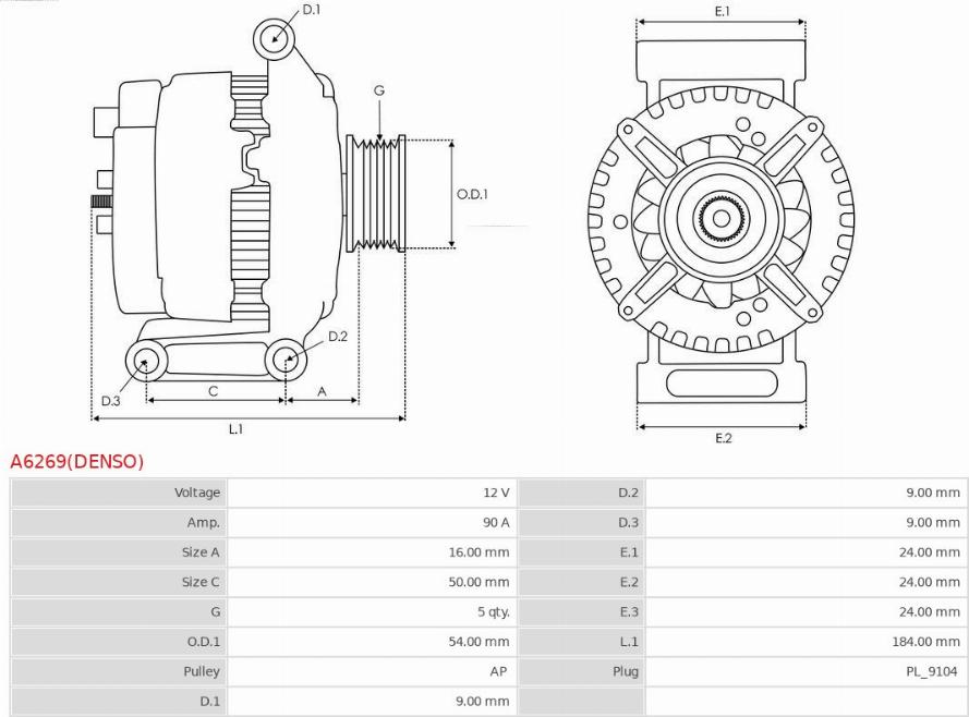 AS-PL A6269(DENSO) - Генератор onlydrive.pro