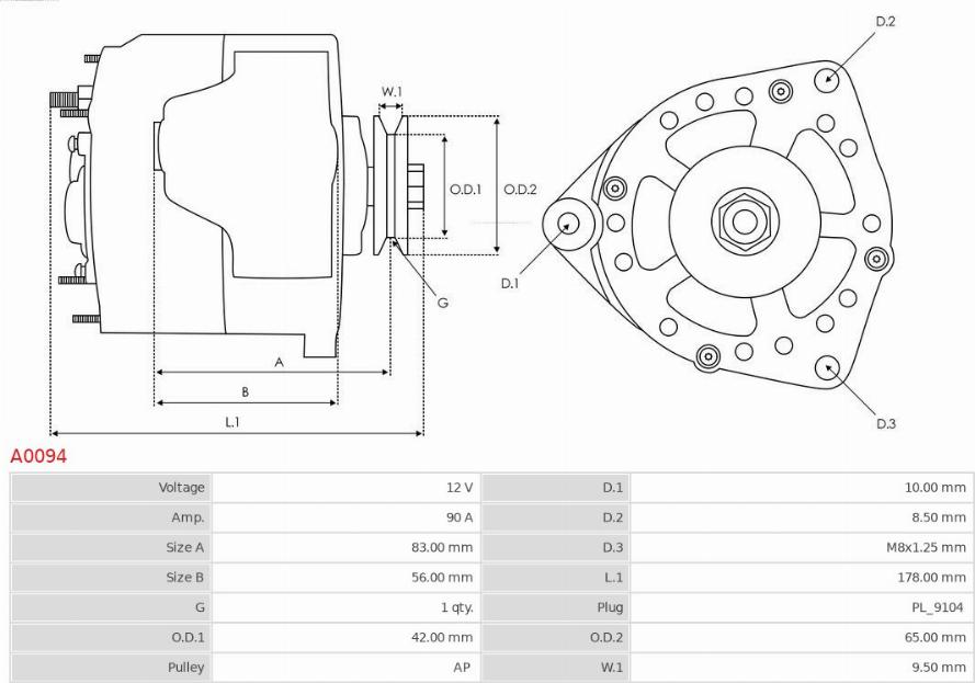 AS-PL A0094 - Alternator onlydrive.pro