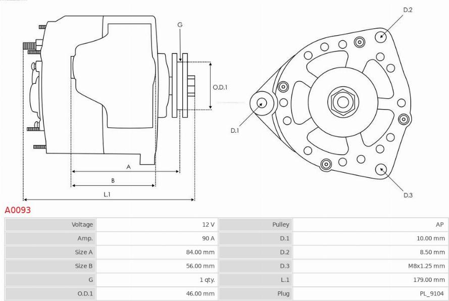 AS-PL A0093 - Alternator onlydrive.pro