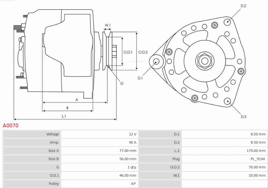 AS-PL A0070 - Alternator onlydrive.pro