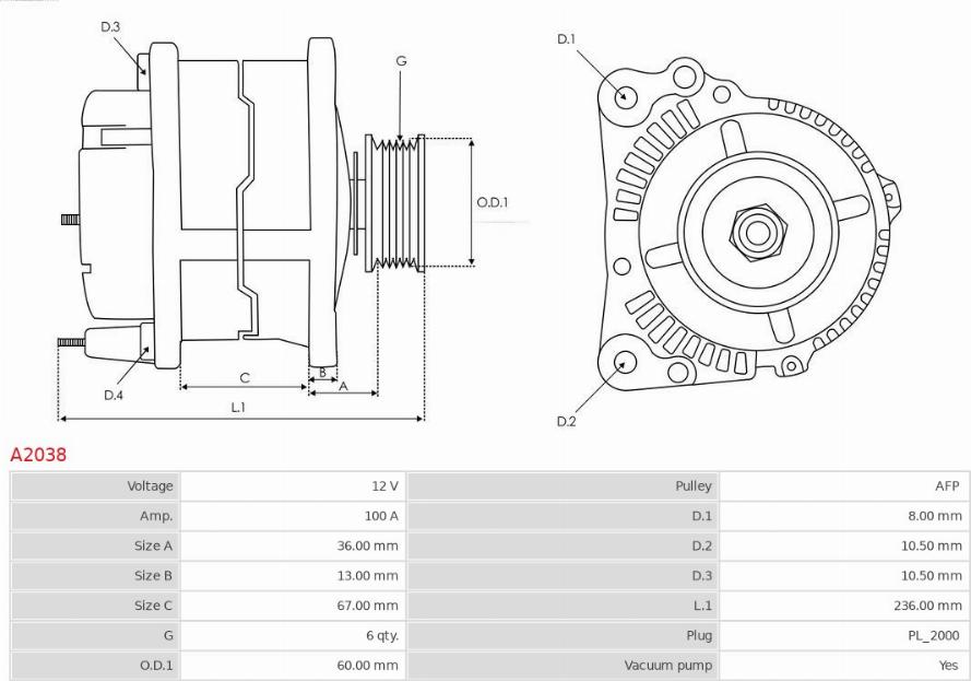 AS-PL A2038 - Alternator onlydrive.pro