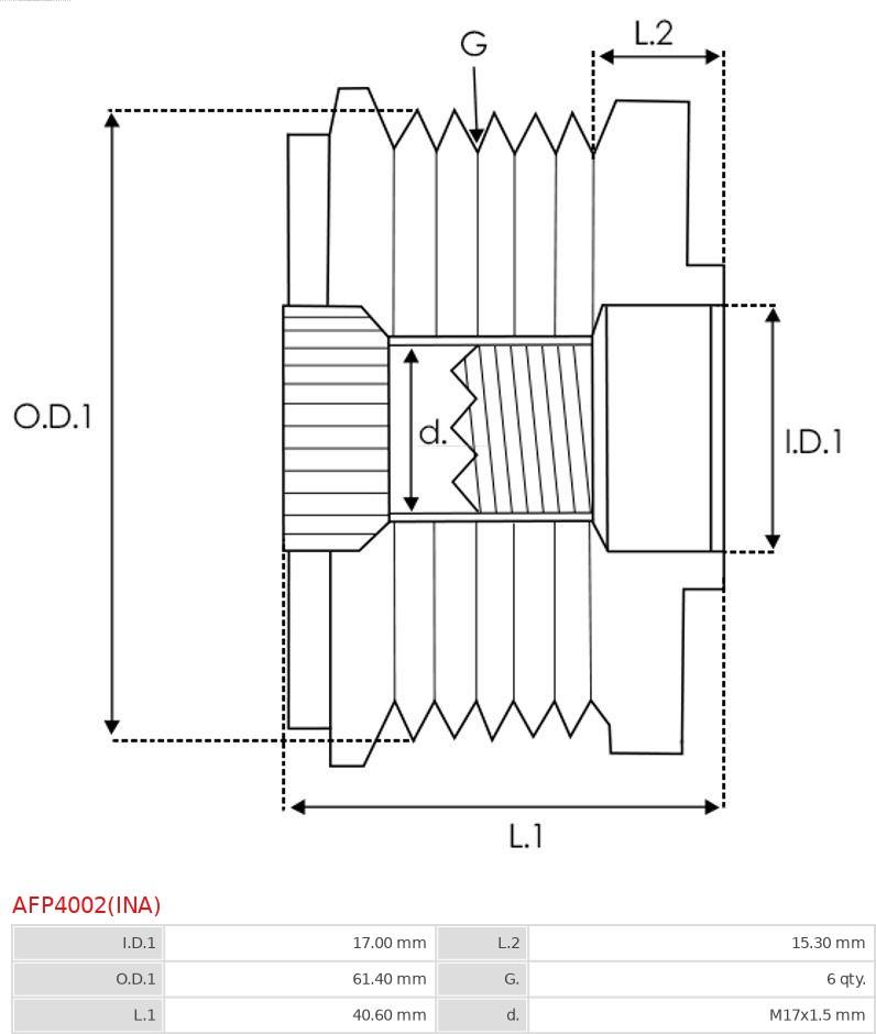 AS-PL AFP4002(INA) - Pulley, alternator, freewheel clutch onlydrive.pro