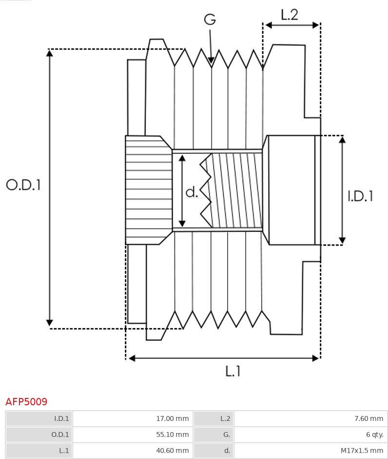 AS-PL AFP5009 - Pulley, alternator, freewheel clutch onlydrive.pro