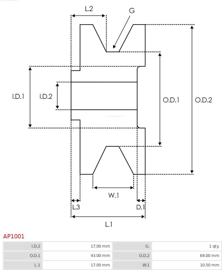 AS-PL AP1001 - Pulley, alternator, freewheel clutch onlydrive.pro