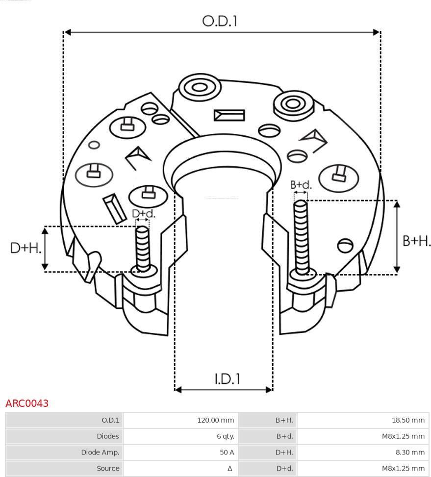 AS-PL ARC0043 - Rectifier, alternator onlydrive.pro