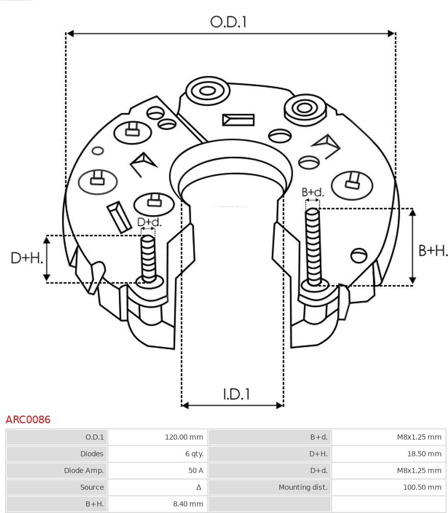 AS-PL ARC0086 - Rectifier, alternator onlydrive.pro