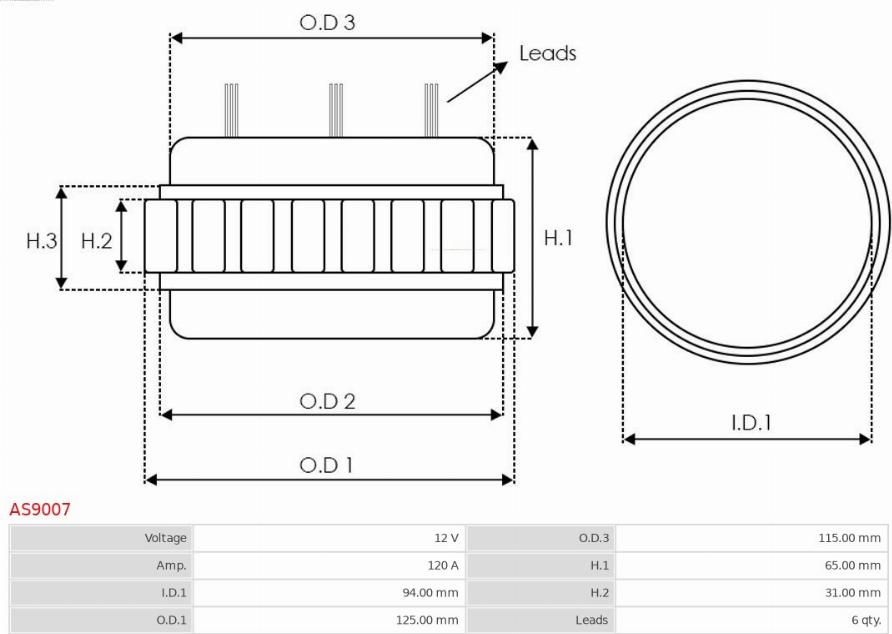 AS-PL AS9007 - Stator, alternator onlydrive.pro