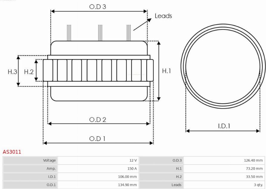 AS-PL AS3011 - Stator, alternator onlydrive.pro