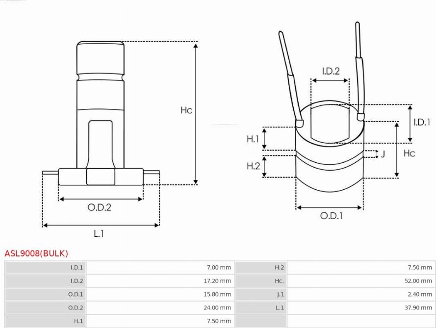 AS-PL ASL9008(BULK) - Slip Ring, alternator onlydrive.pro