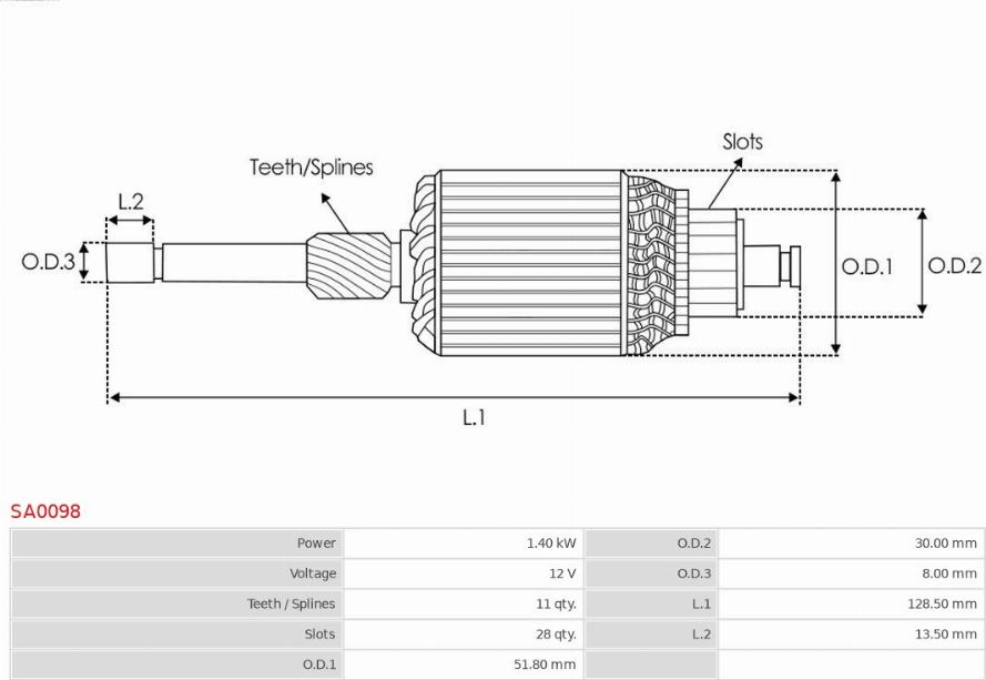 AS-PL SA0098 - Armature, starter onlydrive.pro