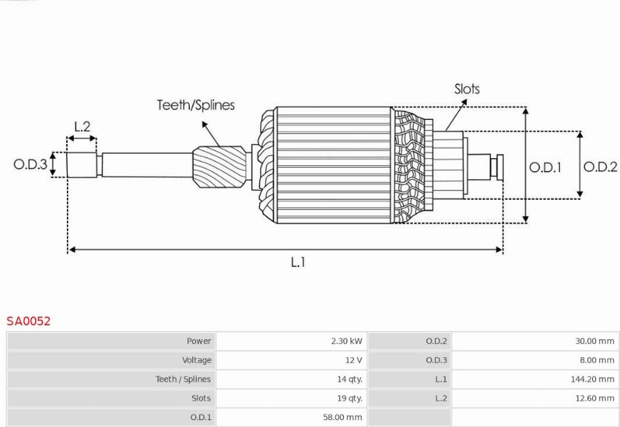 AS-PL SA0052 - Armature, starter onlydrive.pro