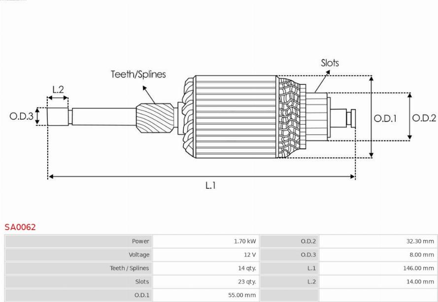 AS-PL SA0062 - Armature, starter onlydrive.pro