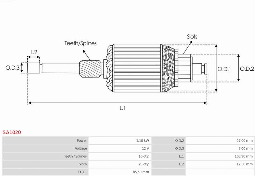 AS-PL SA1020 - Armature, starter onlydrive.pro