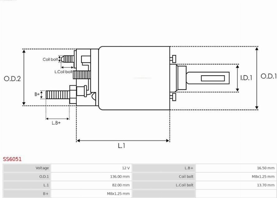 AS-PL SS6051 - Solenoid Switch, starter onlydrive.pro