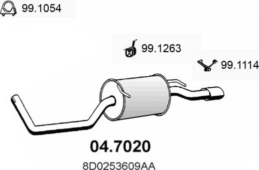 ASSO 04.7020 - Izplūdes gāzu trokšņa slāpētājs (pēdējais) onlydrive.pro