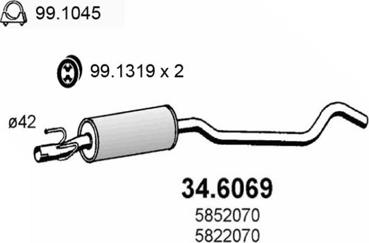 ASSO 34.6069 - Vidurinis duslintuvas onlydrive.pro