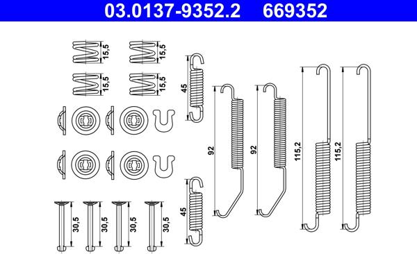 ATE 03.0137-9352.2 - Lisakomplekt, seisupiduriklotsid onlydrive.pro