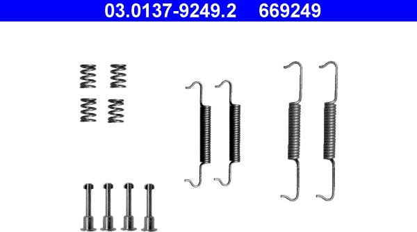 ATE 03.0137-9249.2 - Lisakomplekt, seisupiduriklotsid onlydrive.pro