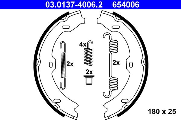 ATE 03.0137-4006.2 - Brake Shoe Set, parking brake onlydrive.pro