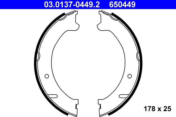 ATE 03.0137-0449.2 - Brake Shoe Set, parking brake onlydrive.pro