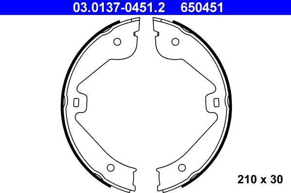 ATE 03.0137-0451.2 - Brake Shoe Set, parking brake onlydrive.pro