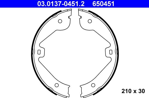 ATE 03.0137-0451.2 - Комплект тормозов, ручник, парковка onlydrive.pro