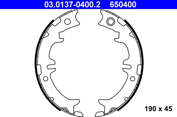 ATE 03.0137-0400.2 - Комплект тормозов, ручник, парковка onlydrive.pro