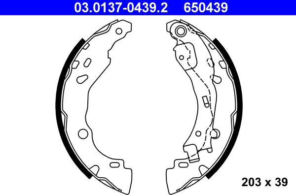 ATE 03.0137-0439.2 - Комплект тормозных колодок, барабанные onlydrive.pro