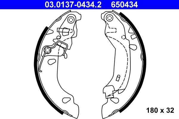 ATE 03.0137-0434.2 - Brake Shoe Set onlydrive.pro