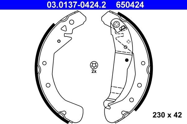 ATE 03.0137-0424.2 - Brake Shoe Set onlydrive.pro