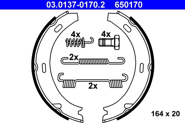 ATE 03.0137-0170.2 - Комплект тормозов, ручник, парковка onlydrive.pro