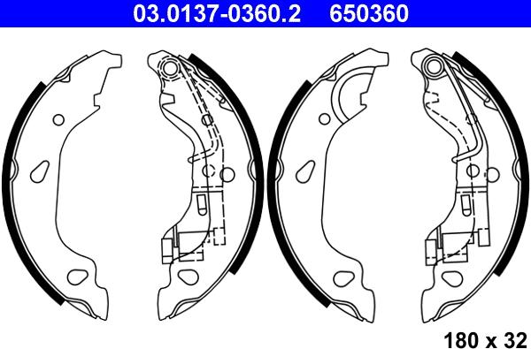 ATE 03.0137-0360.2 - Brake Shoe Set onlydrive.pro