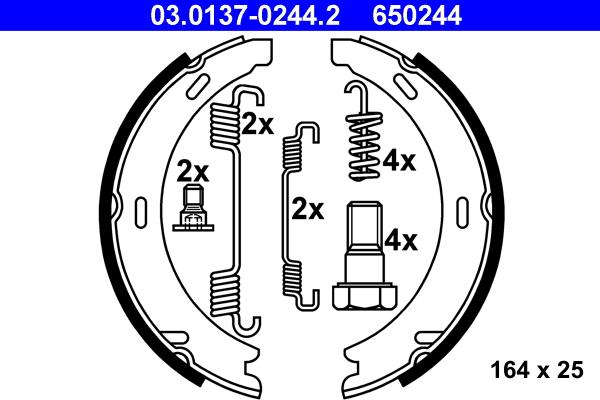 ATE 03.0137-0244.2 - Комплект тормозов, ручник, парковка onlydrive.pro