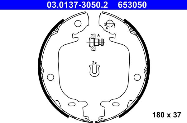 ATE 03.0137-3050.2 - Brake Shoe Set, parking brake onlydrive.pro