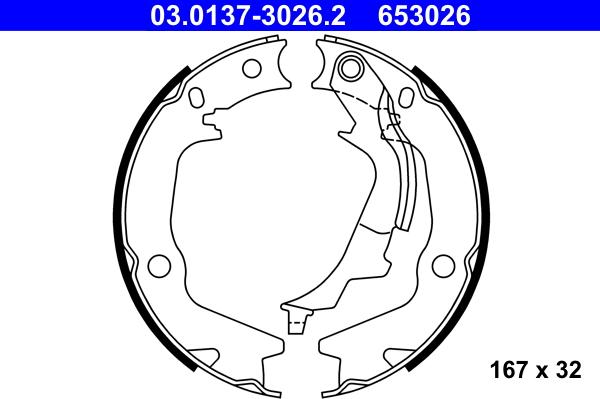 ATE 03.0137-3026.2 - Комплект тормозов, ручник, парковка onlydrive.pro